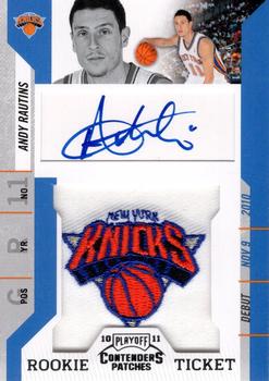 2010-11 Playoff Contenders Patches #146 Andy Rautins Front