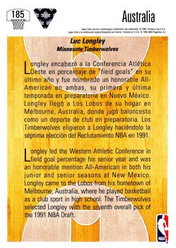 1991-92 Upper Deck Spanish #185 Luc Longley Back
