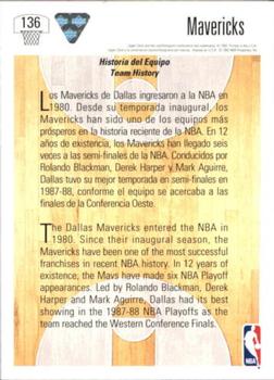 1991-92 Upper Deck Spanish #136 Dallas Mavericks Team History Back
