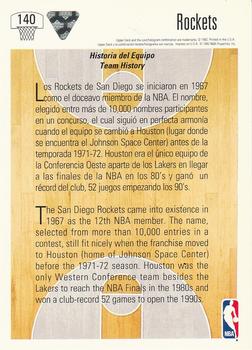 1991-92 Upper Deck Spanish #140 Houston Rockets Team History Back
