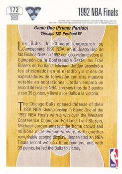 1991-92 Upper Deck Spanish #172 Chicago vs. Portland Back