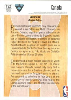 1991-92 Upper Deck Spanish #192 Rick Fox Back