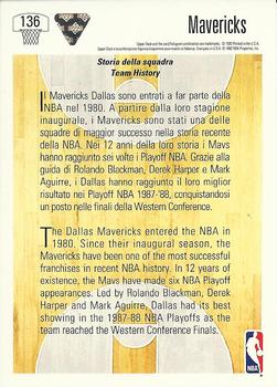 1991-92 Upper Deck Italian #136 Dallas Mavericks Logo Back