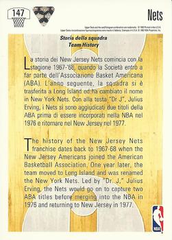 1991-92 Upper Deck Italian #147 New Jersey Nets Logo Back
