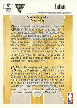 1991-92 Upper Deck Italian #157 Washington Bullets Logo Back