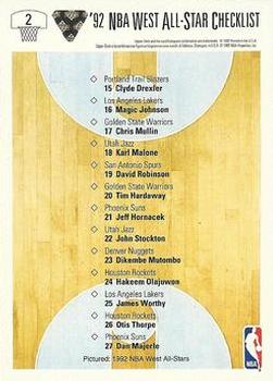 1991-92 Upper Deck Italian #2 1992 NBA West All-Star Checklist Back