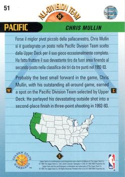 1992-93 Upper Deck European (Italian) #51 Chris Mullin Back