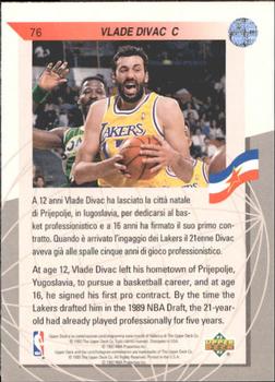 1992-93 Upper Deck European (Italian) #76 Vlade Divac Back