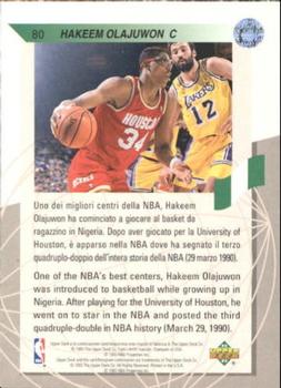1992-93 Upper Deck European (Italian) #80 Hakeem Olajuwon Back