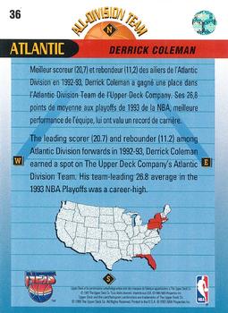 1992-93 Upper Deck European (French) #36 Derrick Coleman Back