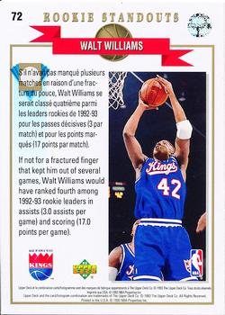 1992-93 Upper Deck European (French) #72 Walt Williams Back
