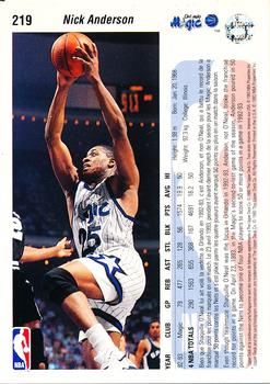 1992-93 Upper Deck European (French) #219 Nick Anderson Back
