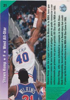 1992-93 Upper Deck European (Spanish) #21 Shawn Kemp Back