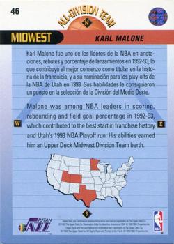 1992-93 Upper Deck European (Spanish) #46 Karl Malone Back