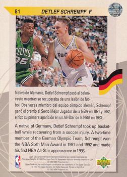 1992-93 Upper Deck European (Spanish) #81 Detlef Schrempf Back