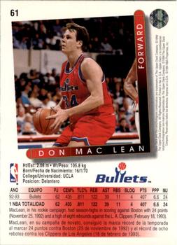 1993-94 Upper Deck Spanish #61 Don MacLean Back