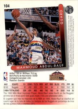 1993-94 Upper Deck Spanish #104 Mahmoud Abdul-Rauf Back