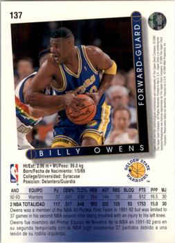 1993-94 Upper Deck Spanish #137 Billy Owens Back