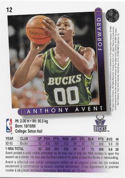 1993-94 Upper Deck French #12 Anthony Avent Back
