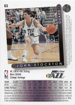 1993-94 Upper Deck French #63 John Stockton Back
