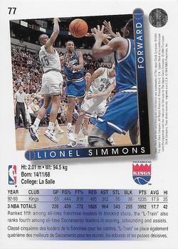 1993-94 Upper Deck French #77 Lionel Simmons Back