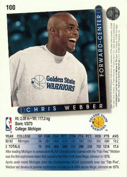 1993-94 Upper Deck French #100 Chris Webber Back