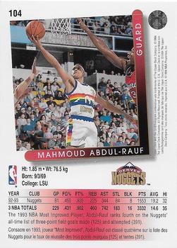 1993-94 Upper Deck French #104 Mahmoud Abdul-Rauf Back