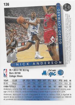 1993-94 Upper Deck French #136 Nick Anderson Back