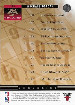 1993-94 Upper Deck French #175 Michael Jordan / Mr. June Checklist Back