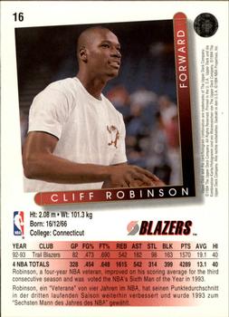 1993-94 Upper Deck German #16 Clifford Robinson Back