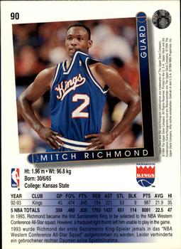 1993-94 Upper Deck German #90 Mitch Richmond Back