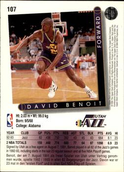 1993-94 Upper Deck German #107 David Benoit Back