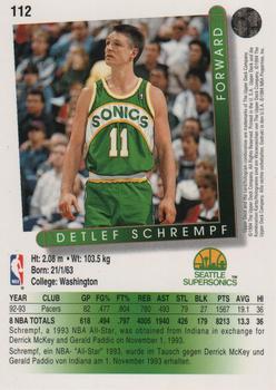 1993-94 Upper Deck German #112 Detlef Schrempf Back