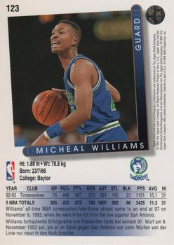 1993-94 Upper Deck German #123 Micheal Williams Back