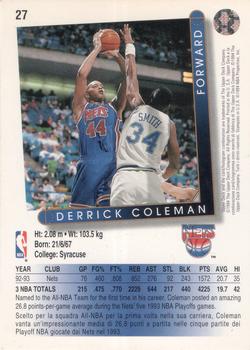 1993-94 Upper Deck Italian #27 Derrick Coleman Back