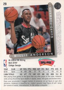 1993-94 Upper Deck Italian #29 Willie Anderson Back