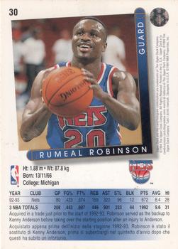 1993-94 Upper Deck Italian #30 Rumeal Robinson Back