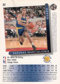 1993-94 Upper Deck Italian #32 Sarunas Marciulionis Back