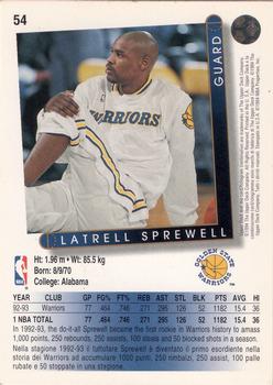 1993-94 Upper Deck Italian #54 Latrell Sprewell Back