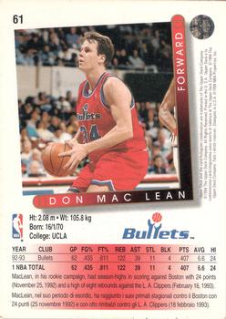 1993-94 Upper Deck Italian #61 Don MacLean Back