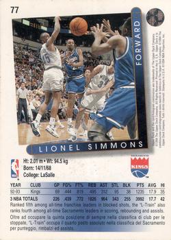 1993-94 Upper Deck Italian #77 Lionel Simmons Back