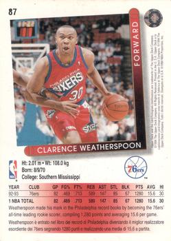 1993-94 Upper Deck Italian #87 Clarence Weatherspoon Back