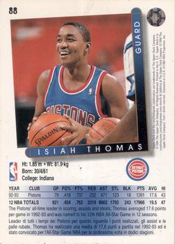 1993-94 Upper Deck Italian #88 Isiah Thomas Back