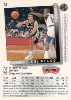 1993-94 Upper Deck Italian #98 Vinny Del Negro Back