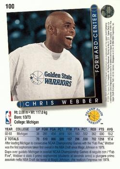 1993-94 Upper Deck Italian #100 Chris Webber Back