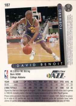 1993-94 Upper Deck Italian #107 David Benoit Back