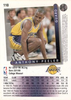 1993-94 Upper Deck Italian #110 Anthony Peeler Back