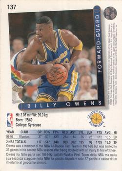 1993-94 Upper Deck Italian #137 Billy Owens Back