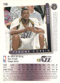 1993-94 Upper Deck Italian #156 Tyrone Corbin Back