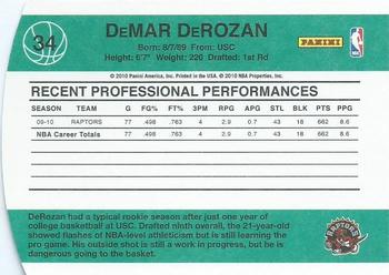 2010-11 Donruss - Die Cuts Emerald #34 DeMar DeRozan Back